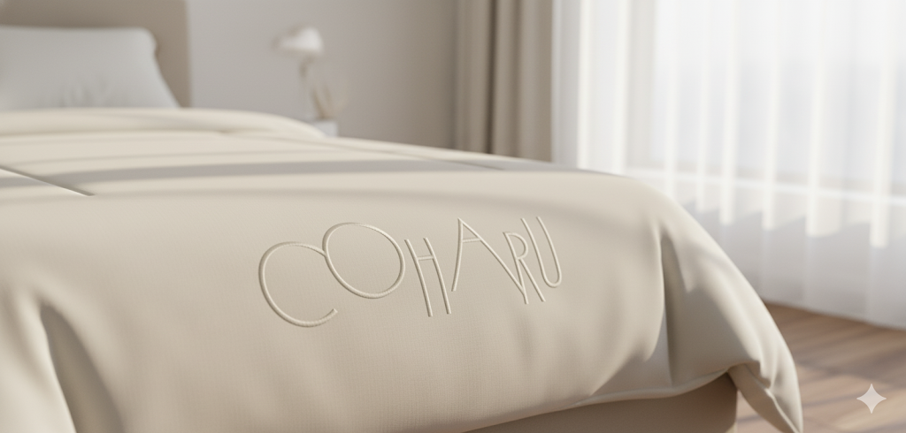 Two women sitting at a modern table talking with a city view behind them.